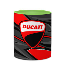 Кружка 3D Ducati - red stripes, цвет: 3D-белый + светло-зеленый — фото 2