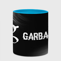 Кружка 3D Garbage glitch на темном фоне: надпись и символ, цвет: 3D-белый + небесно-голубой — фото 2