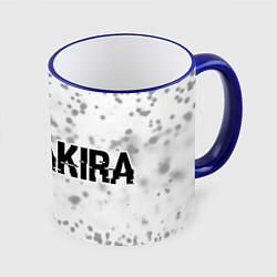 Кружка 3D Akira glitch на светлом фоне: надпись и символ, цвет: 3D-синий кант