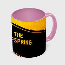 Кружка 3D The Offspring - gold gradient: надпись и символ, цвет: 3D-белый + розовый
