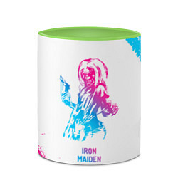 Кружка 3D Iron Maiden neon gradient style, цвет: 3D-белый + светло-зеленый — фото 2