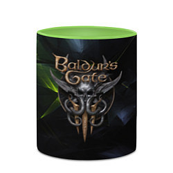 Кружка 3D Baldurs Gate 3 logo dark green, цвет: 3D-белый + светло-зеленый — фото 2