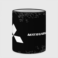 Кружка 3D Mitsubishi speed на темном фоне со следами шин: на, цвет: 3D-черный кант — фото 2