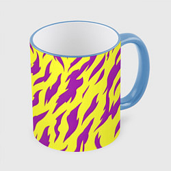 Кружка 3D Кислотный тигр паттерн, цвет: 3D-небесно-голубой кант