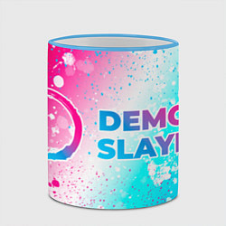 Кружка 3D Demon Slayer neon gradient style: надпись и символ, цвет: 3D-небесно-голубой кант — фото 2