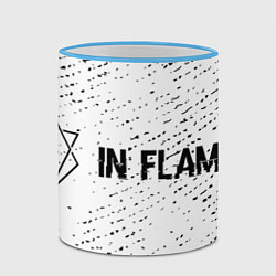 Кружка 3D In Flames glitch на светлом фоне: надпись и символ, цвет: 3D-небесно-голубой кант — фото 2