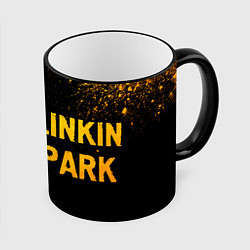 Кружка 3D Linkin Park - gold gradient: надпись и символ, цвет: 3D-черный кант