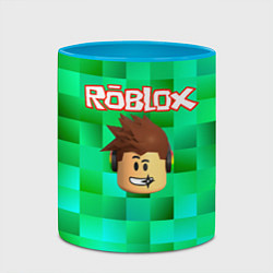 Кружка 3D Roblox head на пиксельном фоне, цвет: 3D-белый + небесно-голубой — фото 2