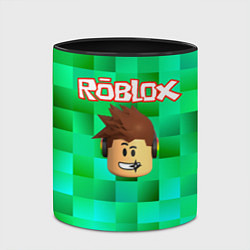 Кружка 3D Roblox head на пиксельном фоне, цвет: 3D-белый + черный — фото 2