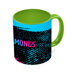 Кружка 3D Ramones - neon gradient: надпись и символ, цвет: 3D-белый + светло-зеленый