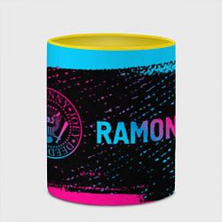 Кружка 3D Ramones - neon gradient: надпись и символ, цвет: 3D-белый + желтый — фото 2