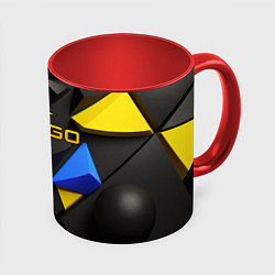 Кружка 3D CSGO blue yellow abstract, цвет: 3D-белый + красный