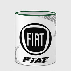 Кружка 3D Fiat speed на светлом фоне со следами шин, цвет: 3D-зеленый кант — фото 2