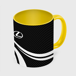 Кружка 3D Lexus - carbon line, цвет: 3D-белый + желтый