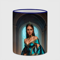 Кружка 3D Девушка принцесса в бирюзовом платье с драгоценнос, цвет: 3D-синий кант — фото 2