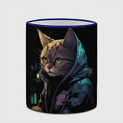 Кружка 3D Кот в стиле киберпанк, цвет: 3D-синий кант — фото 2