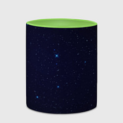 Кружка 3D Тёмный космос и синие звёзды, цвет: 3D-белый + светло-зеленый — фото 2