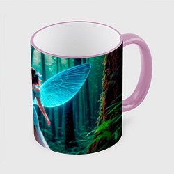Кружка 3D Девушка фея в дремучем лесу, цвет: 3D-розовый кант