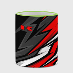 Кружка 3D Kawasaki - red uniform, цвет: 3D-светло-зеленый кант — фото 2