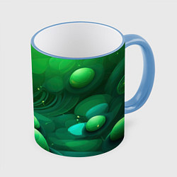 Кружка 3D Зеленые выпуклые шары текстура, цвет: 3D-небесно-голубой кант