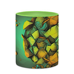 Кружка 3D Зеленая объемная абстракция, цвет: 3D-белый + светло-зеленый — фото 2