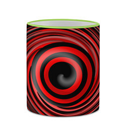 Кружка 3D Красно-черный вихрь, цвет: 3D-светло-зеленый кант — фото 2