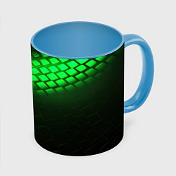 Кружка 3D Неоновые зеленые пластины, цвет: 3D-белый + небесно-голубой