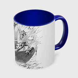 Кружка 3D Нападение ангелов - Евангелион, цвет: 3D-белый + синий