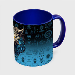 Кружка 3D Скандинавский волк Фенрир, цвет: 3D-белый + синий
