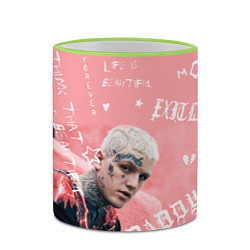 Кружка 3D Lil Peep тату розовый, цвет: 3D-светло-зеленый кант — фото 2