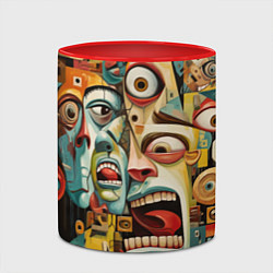 Кружка 3D Живопись с лицами в стиле Пабло Пикассо, цвет: 3D-белый + красный — фото 2