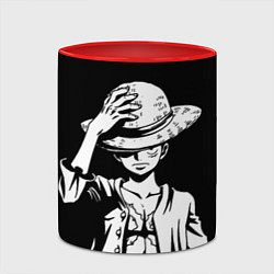 Кружка 3D Ван пис - Луффи снимает шляпу, цвет: 3D-белый + красный — фото 2