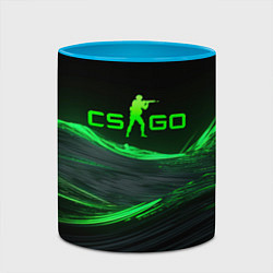 Кружка 3D CSGO neon green logo, цвет: 3D-белый + небесно-голубой — фото 2