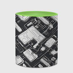 Кружка 3D Полосы Чёрно-белые киберпанк, цвет: 3D-белый + светло-зеленый — фото 2