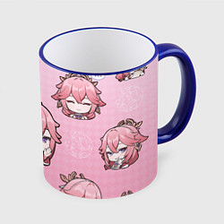 Кружка 3D Chibi Yae Miko Genshin Impact, цвет: 3D-синий кант