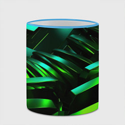 Кружка 3D Dark green abstract, цвет: 3D-небесно-голубой кант — фото 2