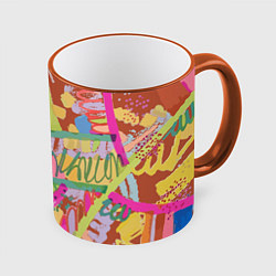 Кружка 3D Coffee abstraction, цвет: 3D-оранжевый кант