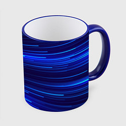 Кружка 3D Яркие неоновые полосы - минимализм, цвет: 3D-синий кант