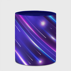 Кружка 3D Неоновый звездопад - полосы, цвет: 3D-белый + синий — фото 2