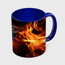 Кружка 3D Baldurs Gate 3 fire logo, цвет: 3D-белый + синий