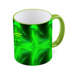 Кружка 3D Counter strike 2 green logo, цвет: 3D-светло-зеленый кант