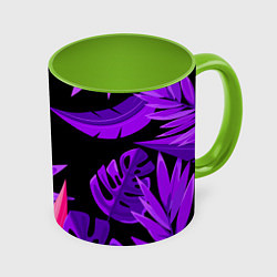 Кружка 3D Floral composition - neon, цвет: 3D-белый + светло-зеленый