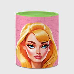Кружка 3D Нейросеть - Барби аниме, цвет: 3D-белый + светло-зеленый — фото 2