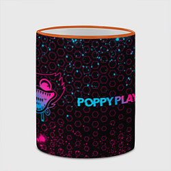 Кружка 3D Poppy Playtime - neon gradient: надпись и символ, цвет: 3D-оранжевый кант — фото 2