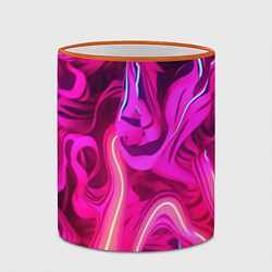 Кружка 3D Pink neon abstract, цвет: 3D-оранжевый кант — фото 2