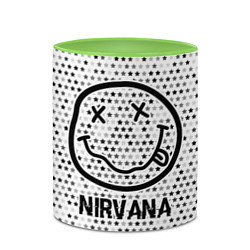 Кружка 3D Nirvana glitch на светлом фоне, цвет: 3D-белый + светло-зеленый — фото 2