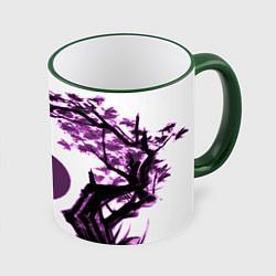 Кружка 3D Канеки самурай под сакурой, цвет: 3D-зеленый кант
