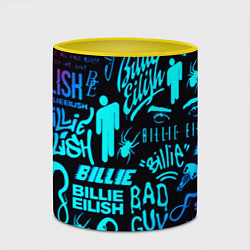 Кружка 3D Billie Eilish neon pattern, цвет: 3D-белый + желтый — фото 2