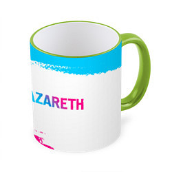 Кружка 3D Nazareth neon gradient style: надпись и символ, цвет: 3D-светло-зеленый кант