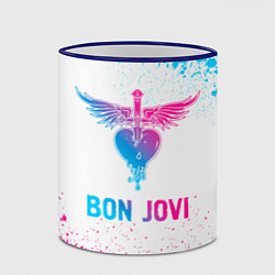 Кружка 3D Bon Jovi neon gradient style, цвет: 3D-синий кант — фото 2